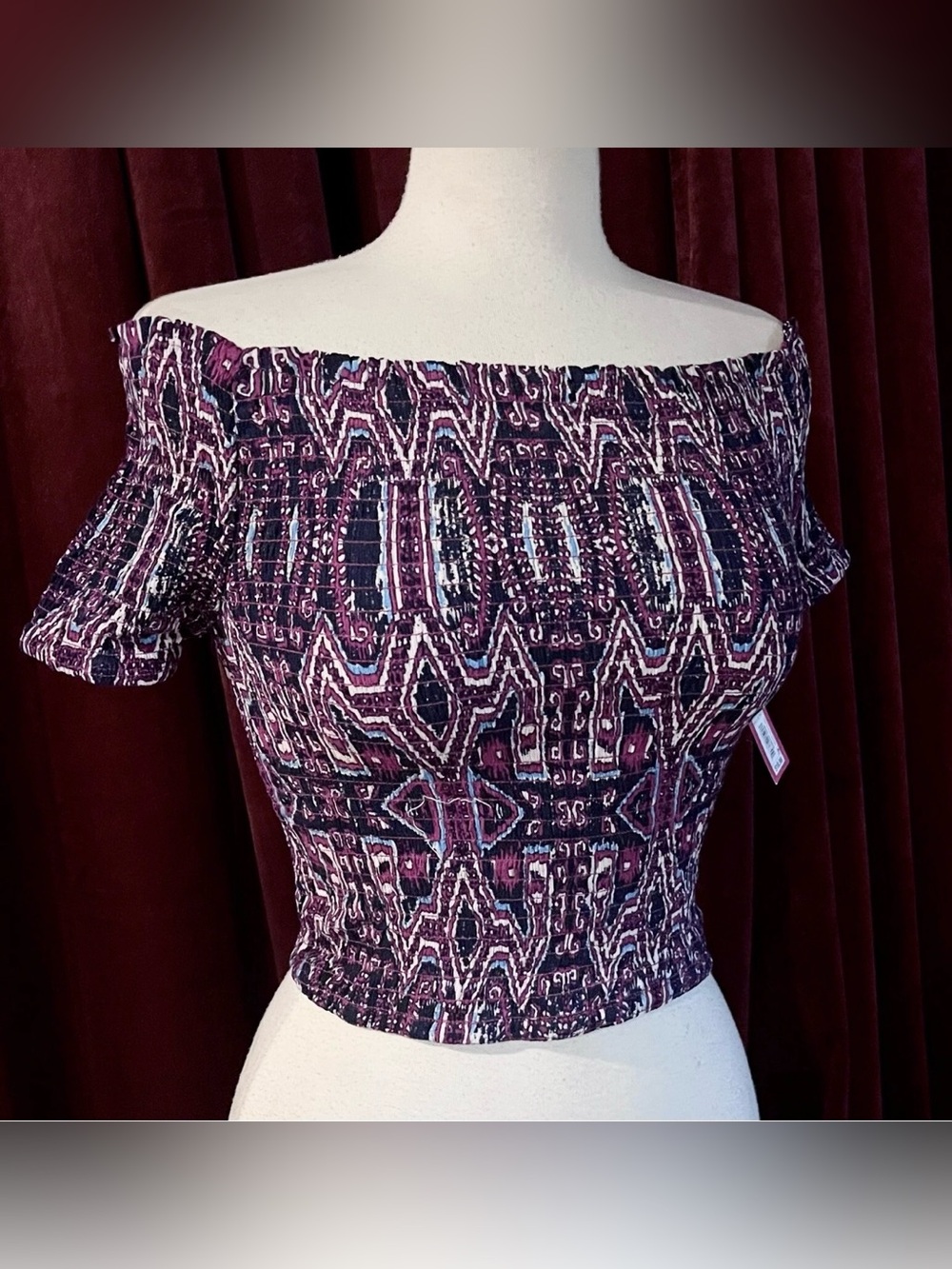 NWT Purple Xhileration Elastic Stretch Short Sleeve Top Blouse - Small